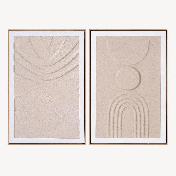Set de 2 cuadros al óleo. Marco de madera. 60*90 cm/ud