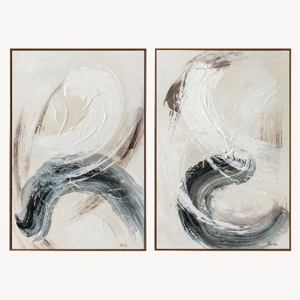 Set 2 cuadros oleo 60*90*3.5cm, marco madera nogal