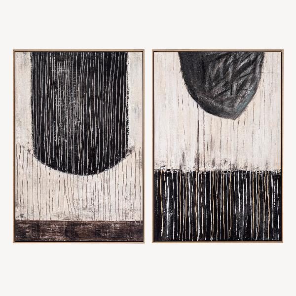 Set de 2 cuadros al óleo. Marco de madera. 60*90 cm/ud