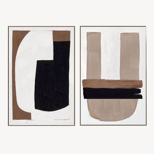 Set de 2 cuadros al óleo. Marco de madera. 60*90 cm/ud
