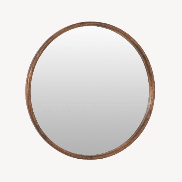 Espejo circular 70 cm, madera nogal