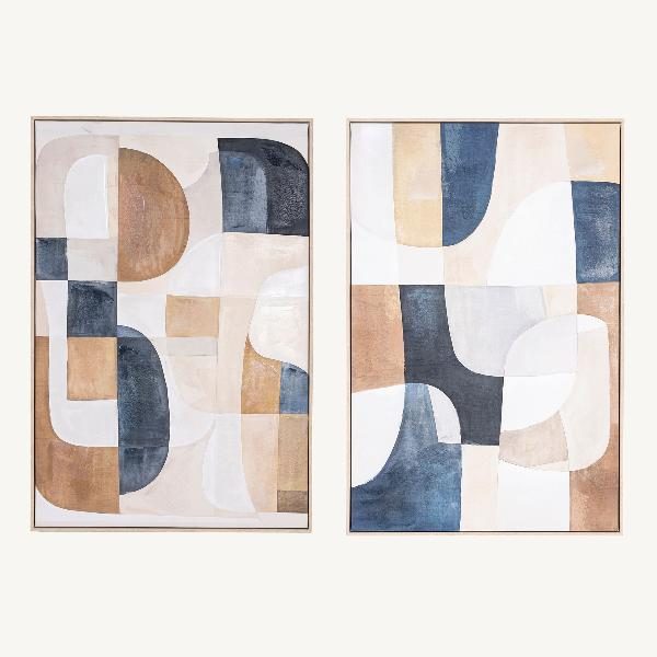 Set de 2 cuadros al óleo. Marco de madera. 60*90 cm/ud