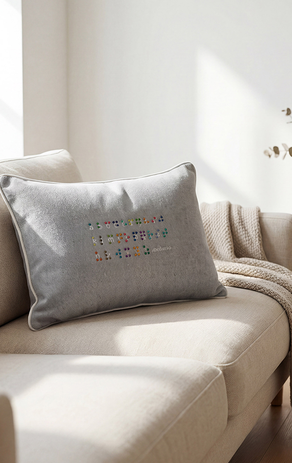 Funda cojin gris-Braille