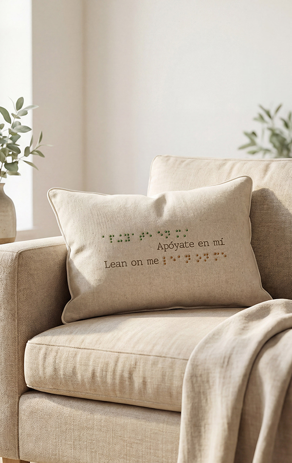 Funda cojin beige-Braille